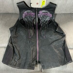 NWT Women’s Harley Davidson Night Angel Leather Vest